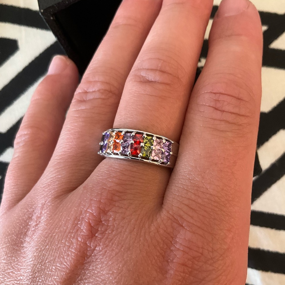 Rainbow Gemstone Band Ring